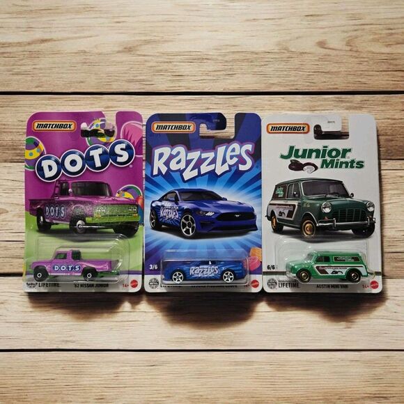 Matchbox Candy Cars Limited Edition Junior Mints Razzles And Dots New - Picture 1 of 6